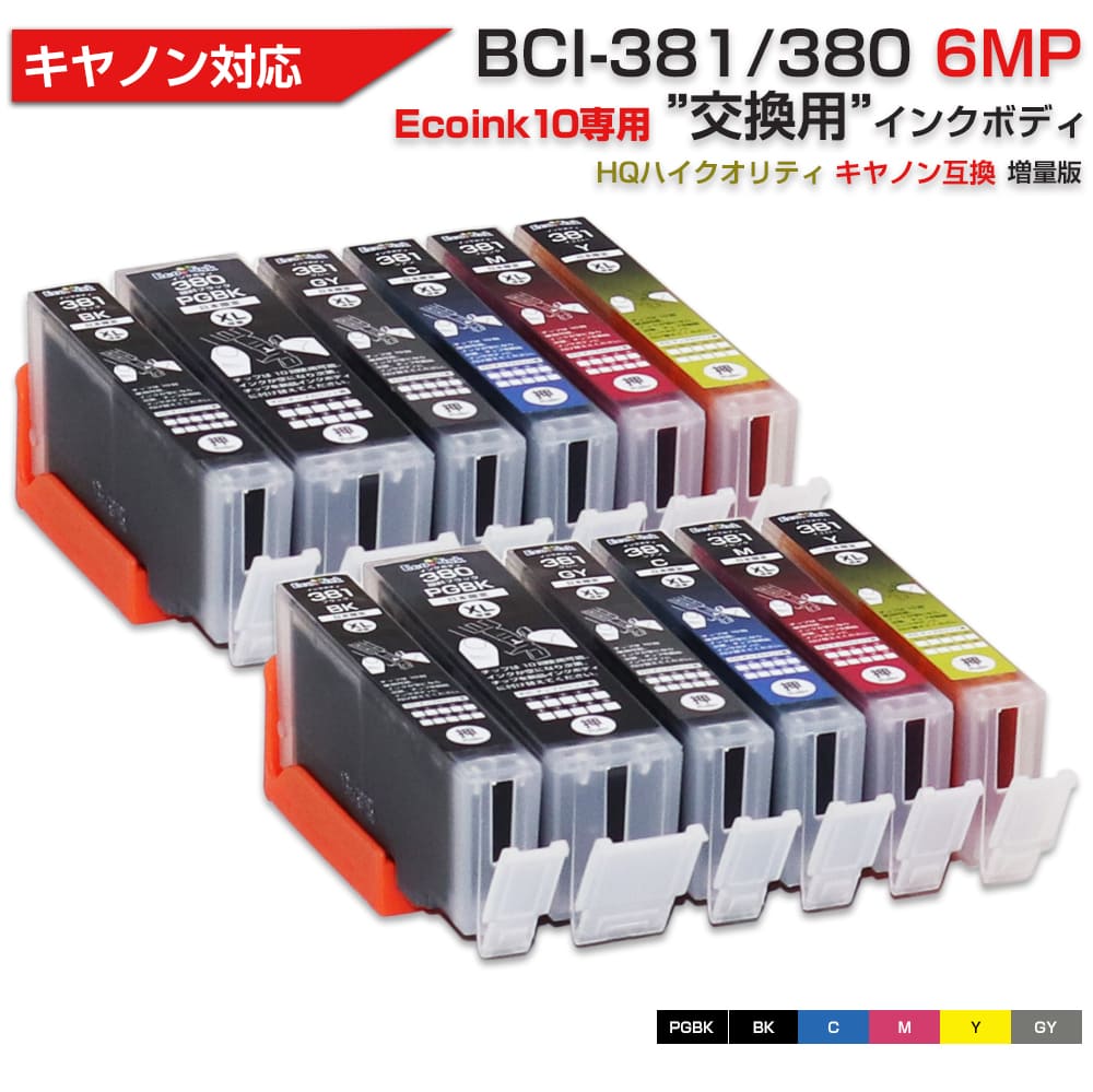 Ecoink10 交換用インクボディセット 2セット BCI-381+380 / 6MP 大容量